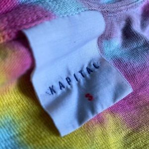 Kapital Tie Dye Printed Palm Tree VNeck Tee